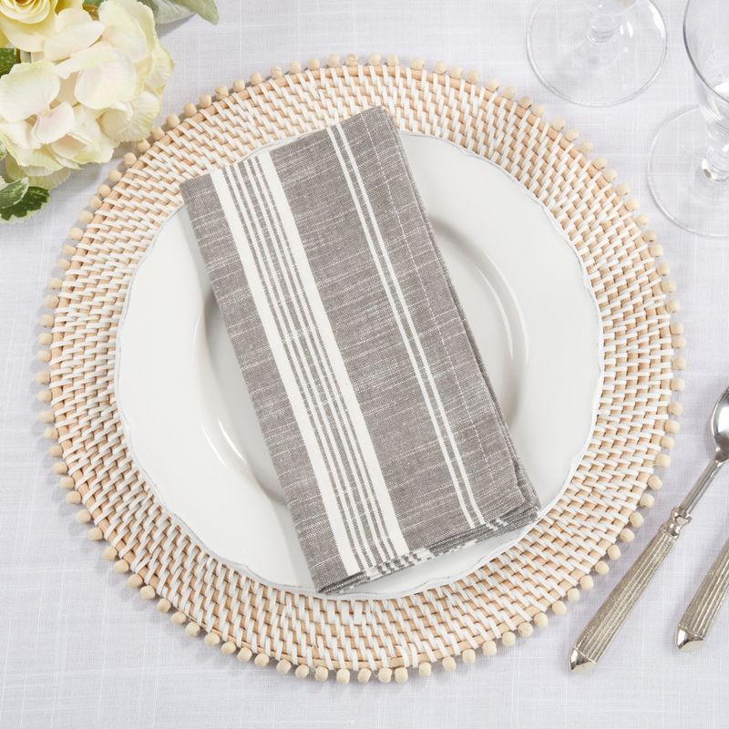 Gray Striped Cotton Table Napkins Set of Four