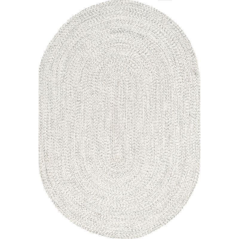 Handmade Ivory Braided 4' x 6' Oval Synthetic Area Rug