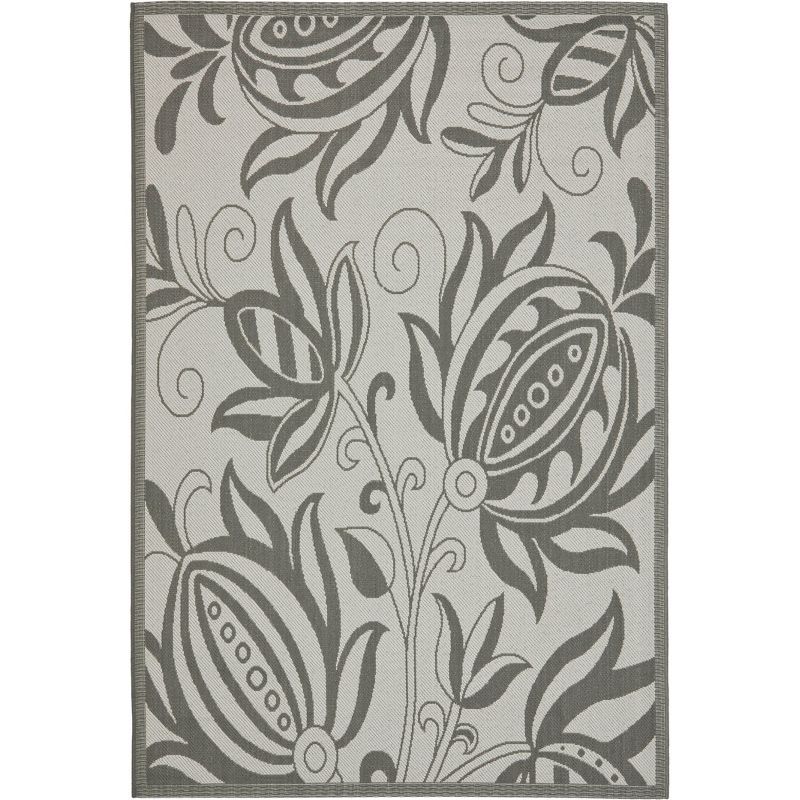 Elegant Light Grey Synthetic 4' x 5'7" Easy-Care Area Rug