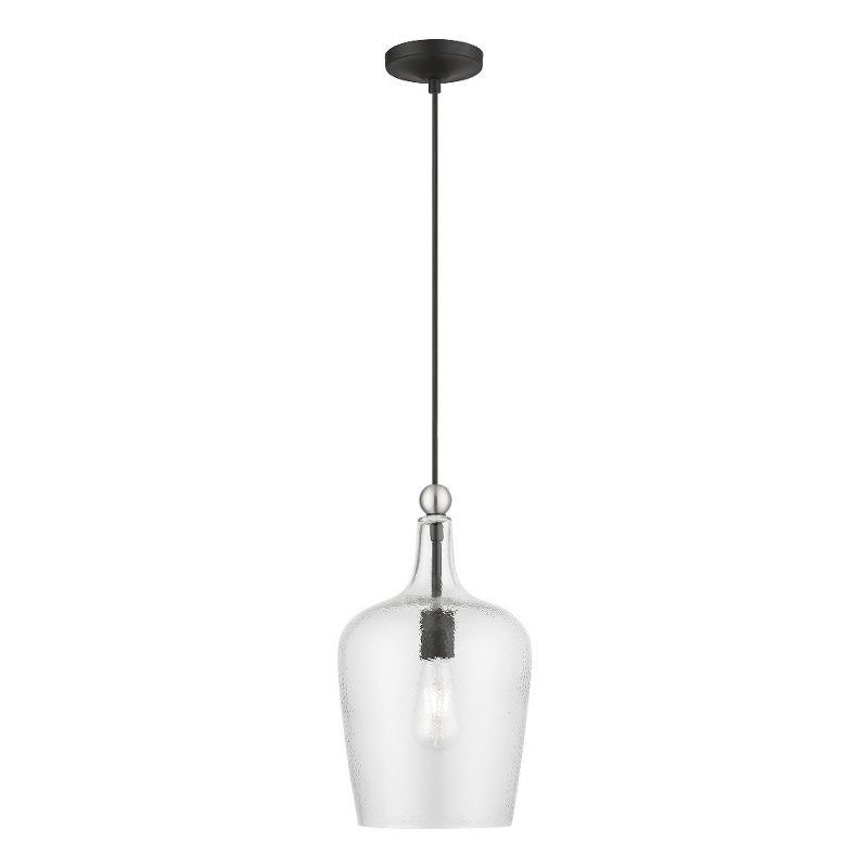 Elegant Avery Mini Jar Pendant Light in Black and Brushed Nickel