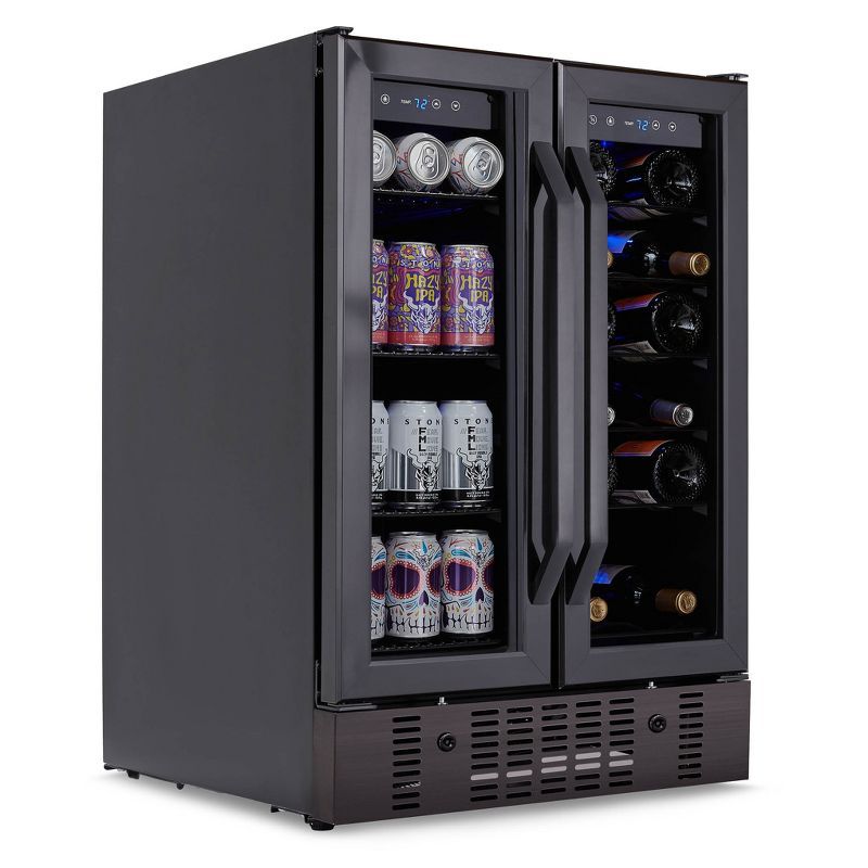 24" Black Stainless Steel Dual Zone Wine and Beverage Refrigerator