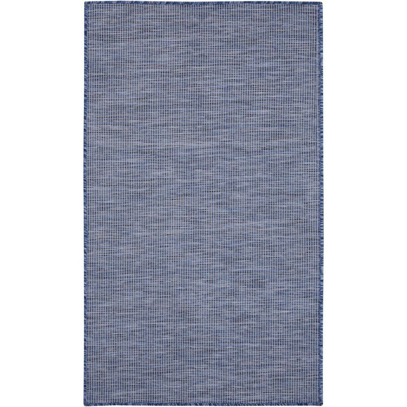 Navy Blue Rectangular Synthetic Flat Woven Rug 3' x 5'