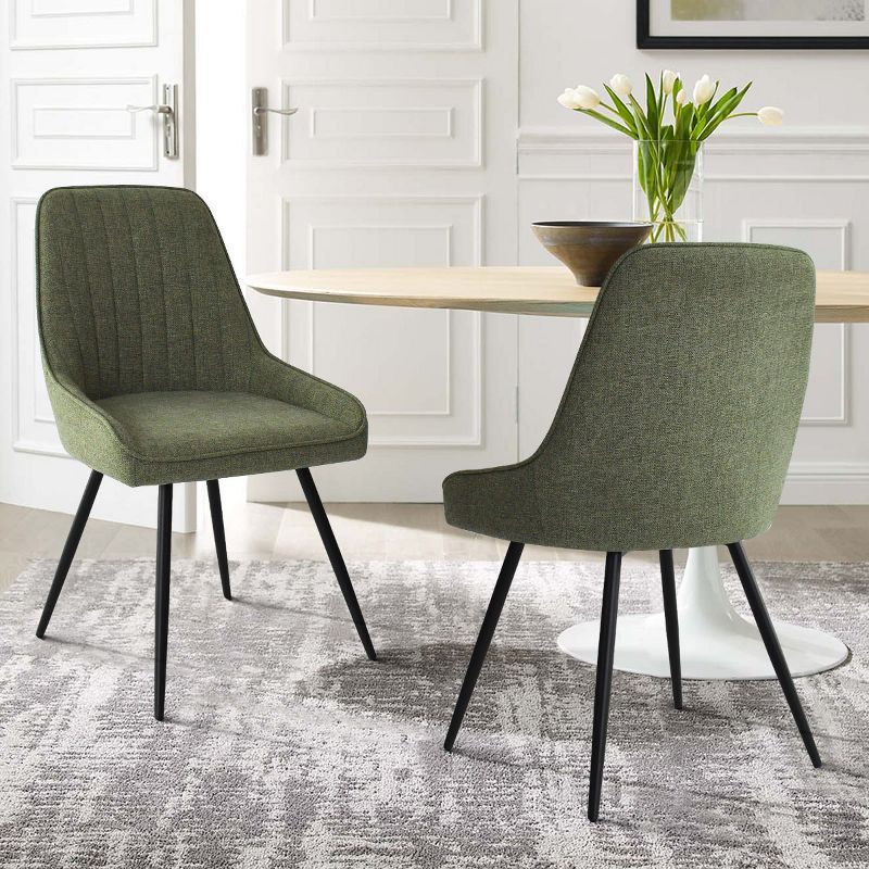 Green Upholstered Faux Leather Arm Chair with Metal Legs