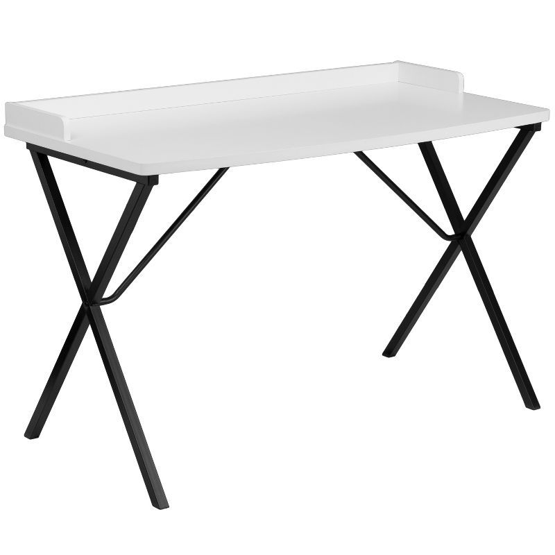 Simplistic White Laminate 49.5'' Computer Desk with Raised Border