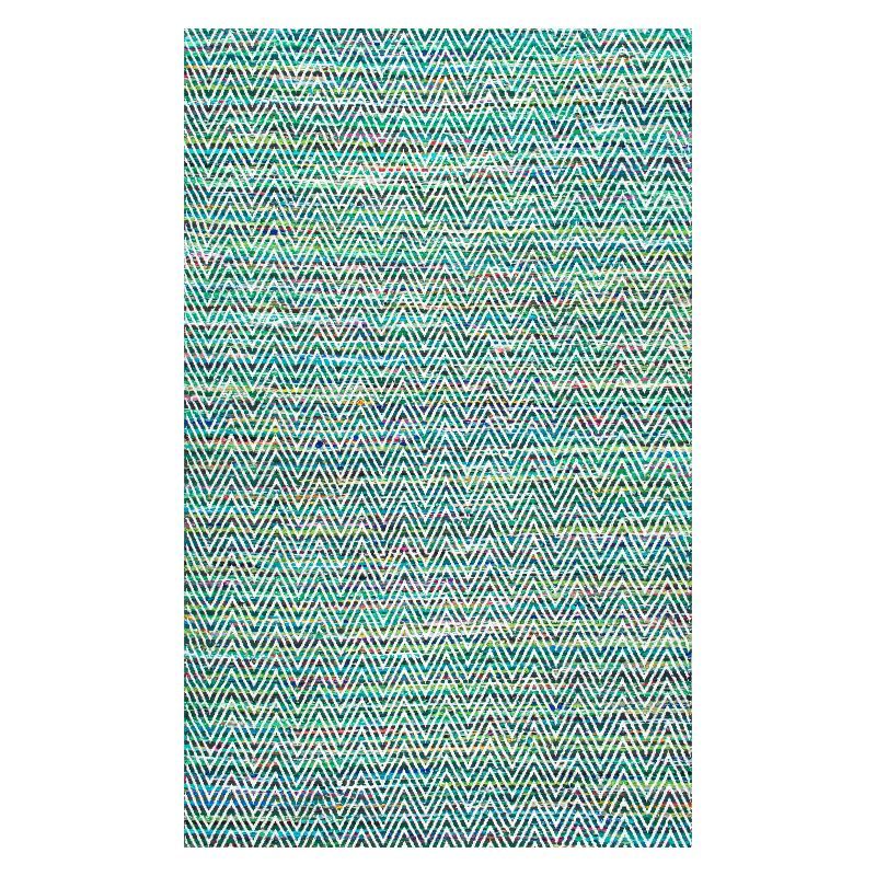 Handmade Easy Care Tufted Green Cotton Blend Area Rug