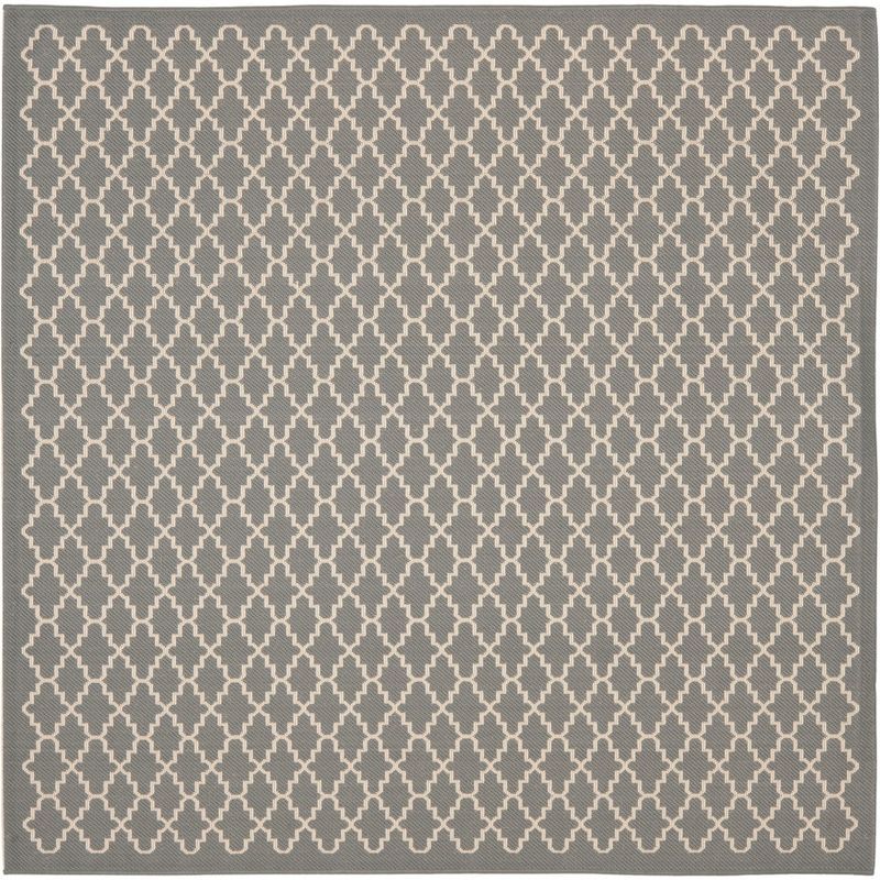 Anthracite & Beige Synthetic 5'3" Square Indoor/Outdoor Rug