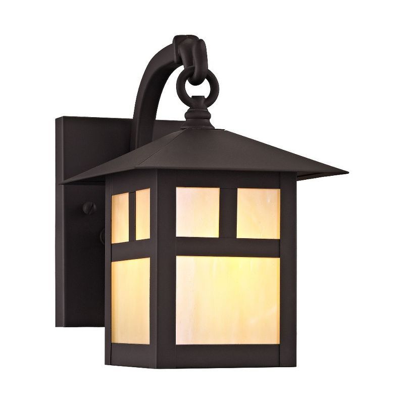 Bronze Iridescent Tiffany Glass Outdoor Wall Lantern