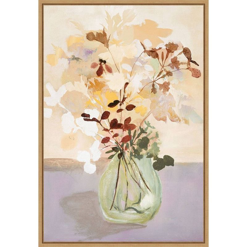 27" x 19" Pastel Floral Framed Canvas Print