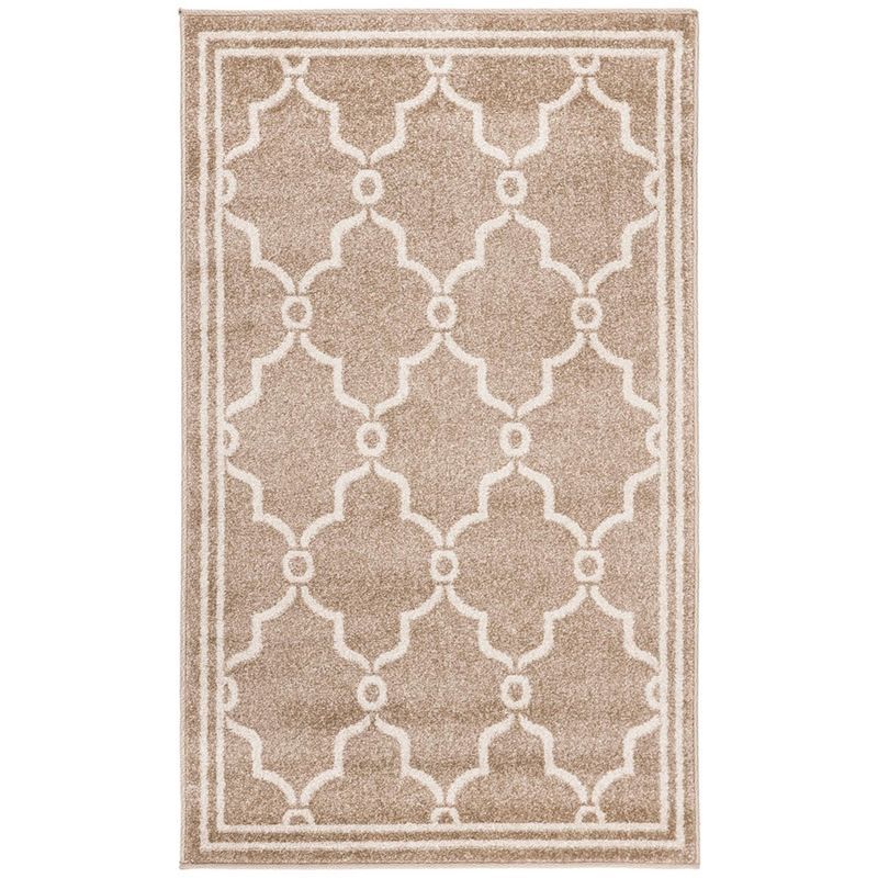 Reversible Wheat & Beige Easy-Care Synthetic Rug 3' x 5'