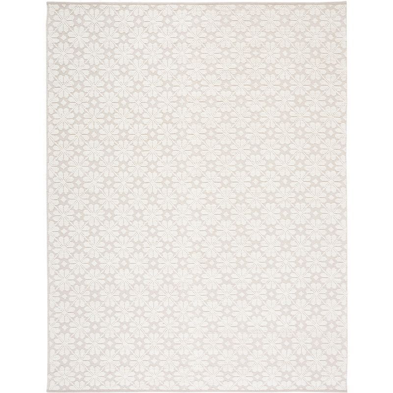 Ivory Hand-Woven Wool and Cotton 8' x 10' Area Rug