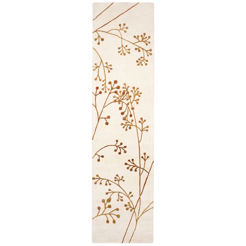 Ivory and Orange Hand Tufted Wool Runner Rug