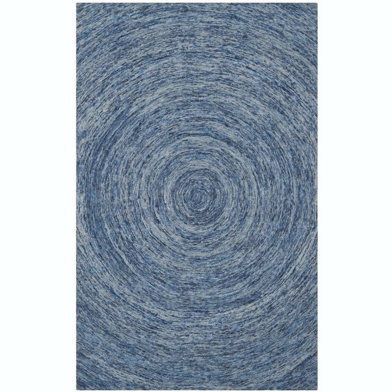 Dark Blue Hand-Tufted Wool Geometric Area Rug, 4' x 6'