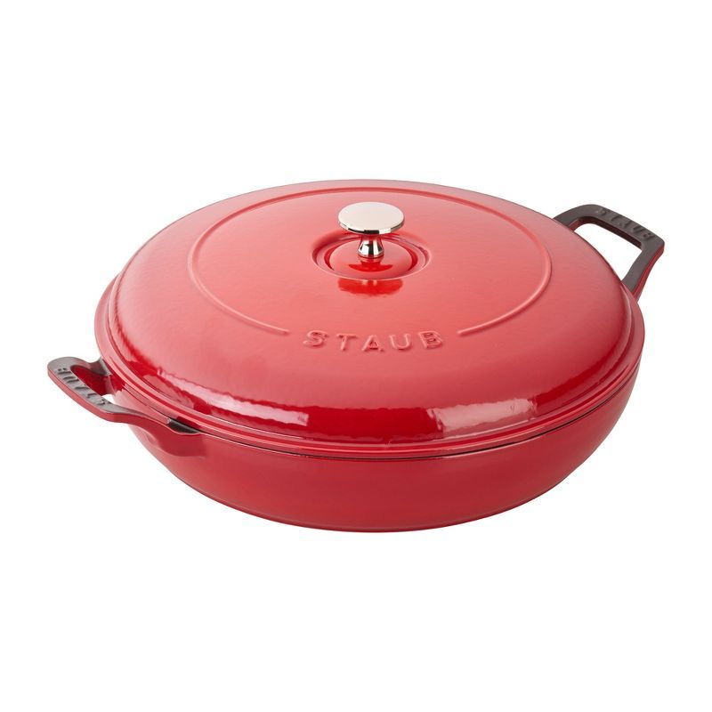 Cherry Red Cast Iron 3.5-qt Covered Braiser with Handles