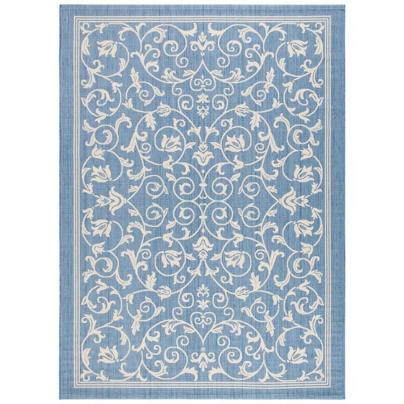 Sisal Weave Blue/Natural Synthetic Indoor/Outdoor Area Rug 9' x 12'