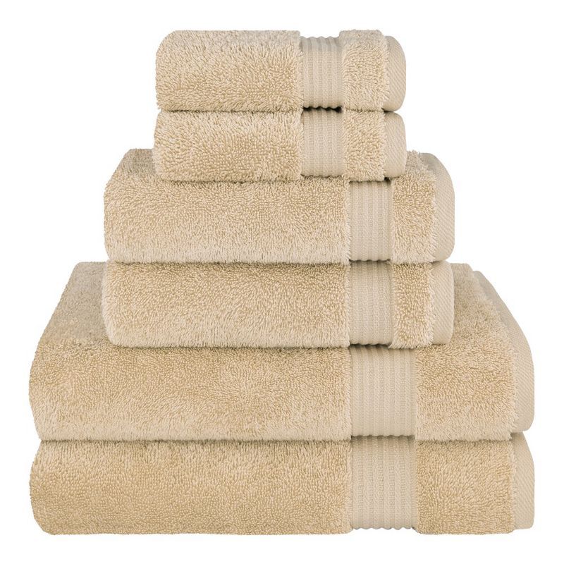 Beige Turkish Cotton 6-Piece Luxury Bath Towel Set