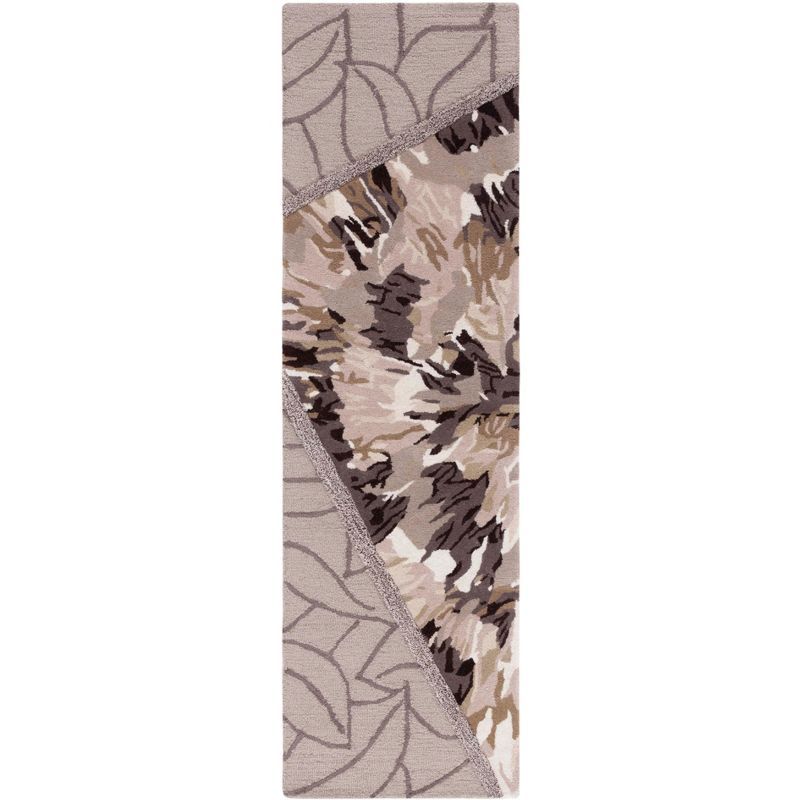 Beige and Brown Wool Tufted Runner Rug, 2'3" x 8'