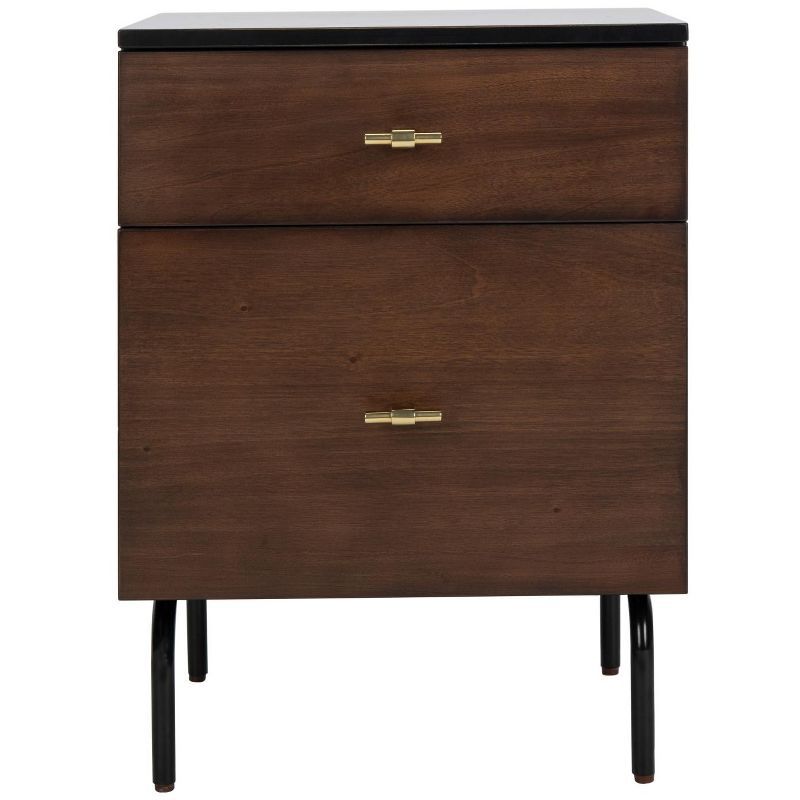 Transitional Walnut & Black Mahogany 2-Drawer Nightstand