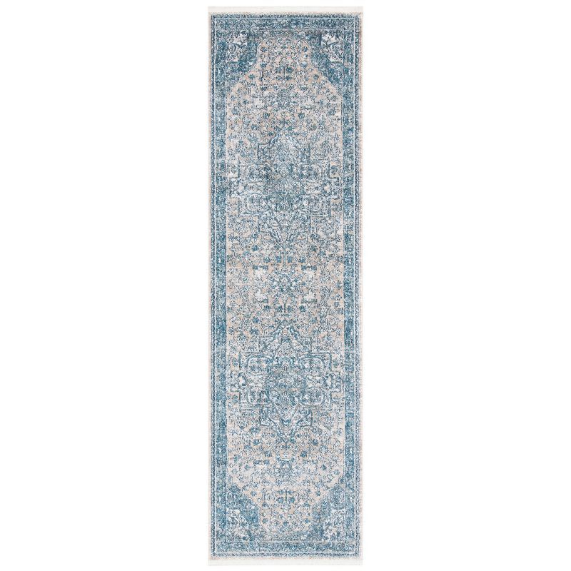 Elegant Victoria Blue-Grey Hand-Knotted Synthetic Area Rug, 2'2" x 4'