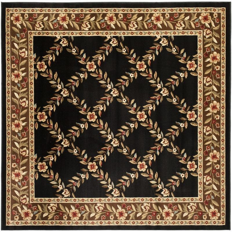 Lyndhurst Black and Brown Floral Square Area Rug