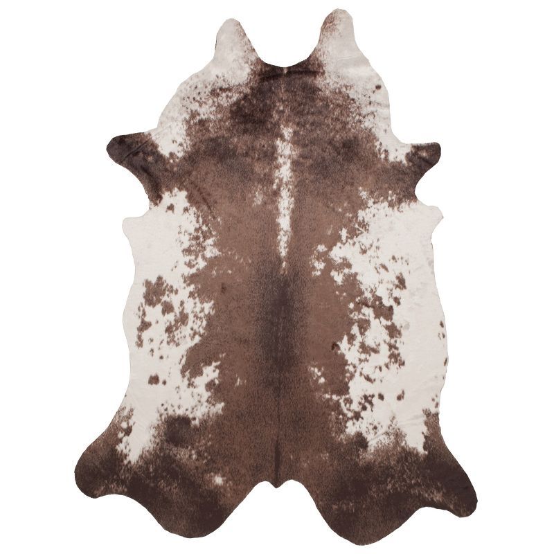 Rustic Square Easy-Care Faux Cowhide Area Rug, Brown 47"x6"