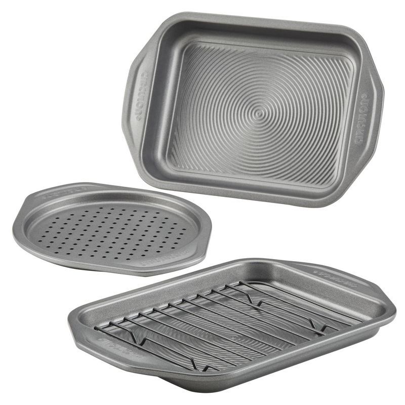 Circulon Total Gray Nonstick Toaster Oven and Pizza Pan Set, 4 Piece