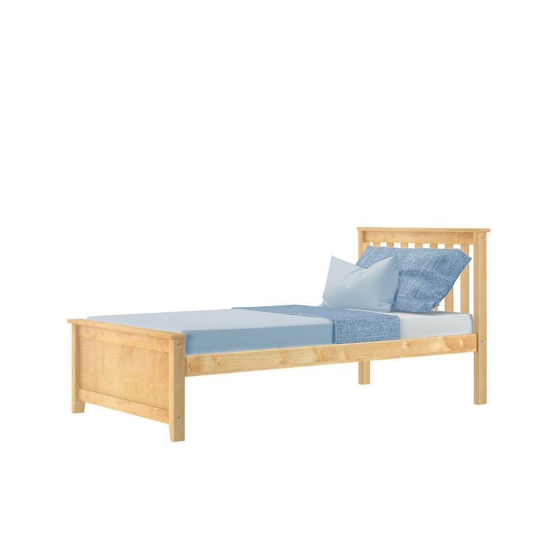 Max & Lily Natural Solid Wood Twin Bed with Slatted Headboard