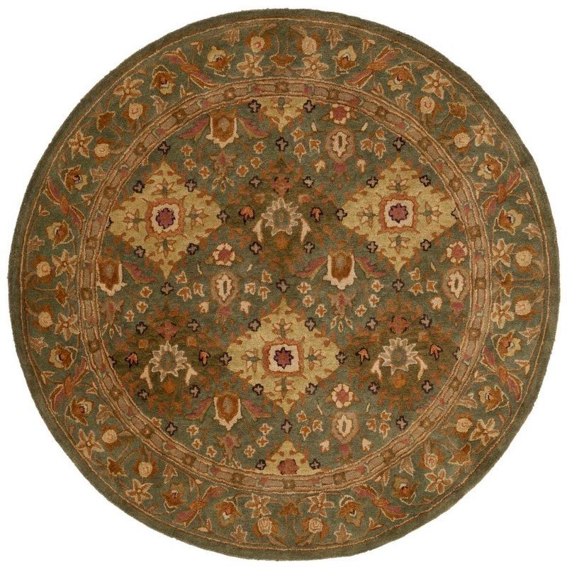 Handmade Olive Wool Round Tufted Area Rug 3'6"