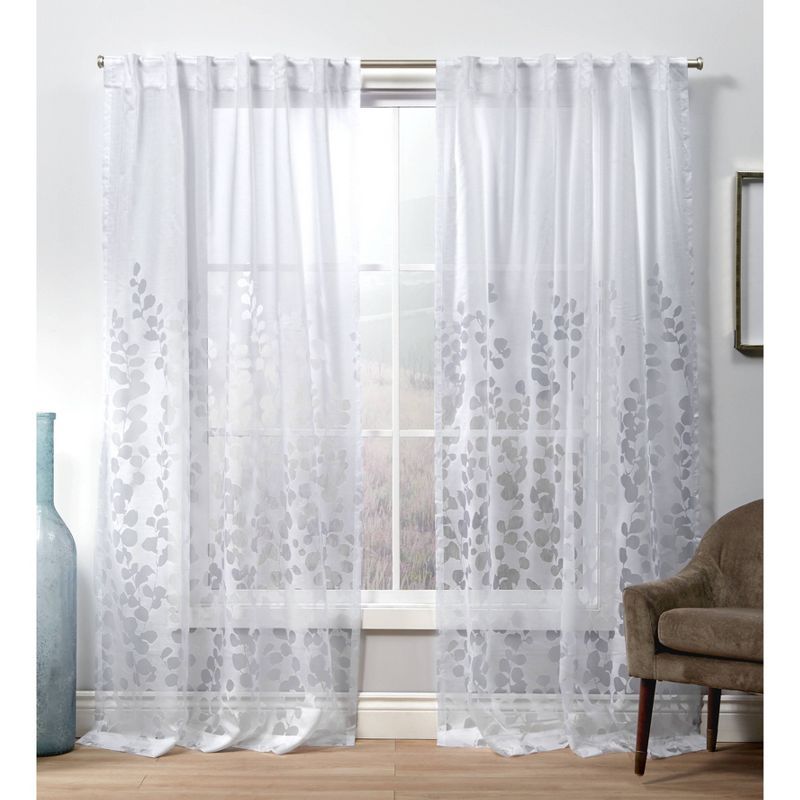 Wilshire White Sheer Cotton Polyester Pleated Window Panels