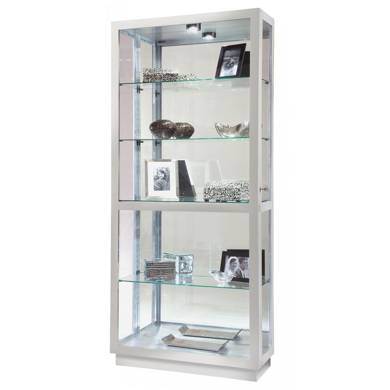 Silver Lighted Glass Curio Cabinet with Adjustable Shelves