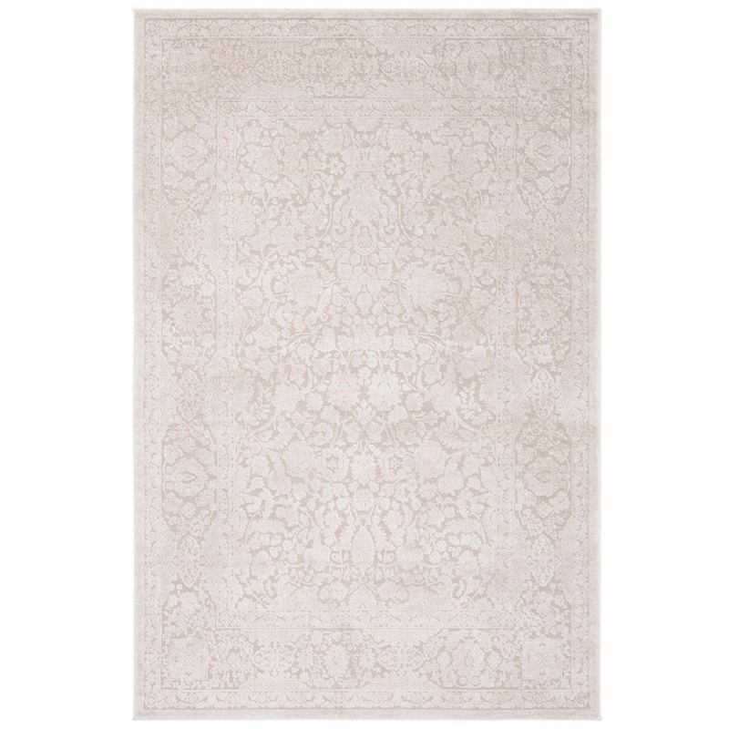 Cream Ivory Floral Hand-knotted Round Area Rug