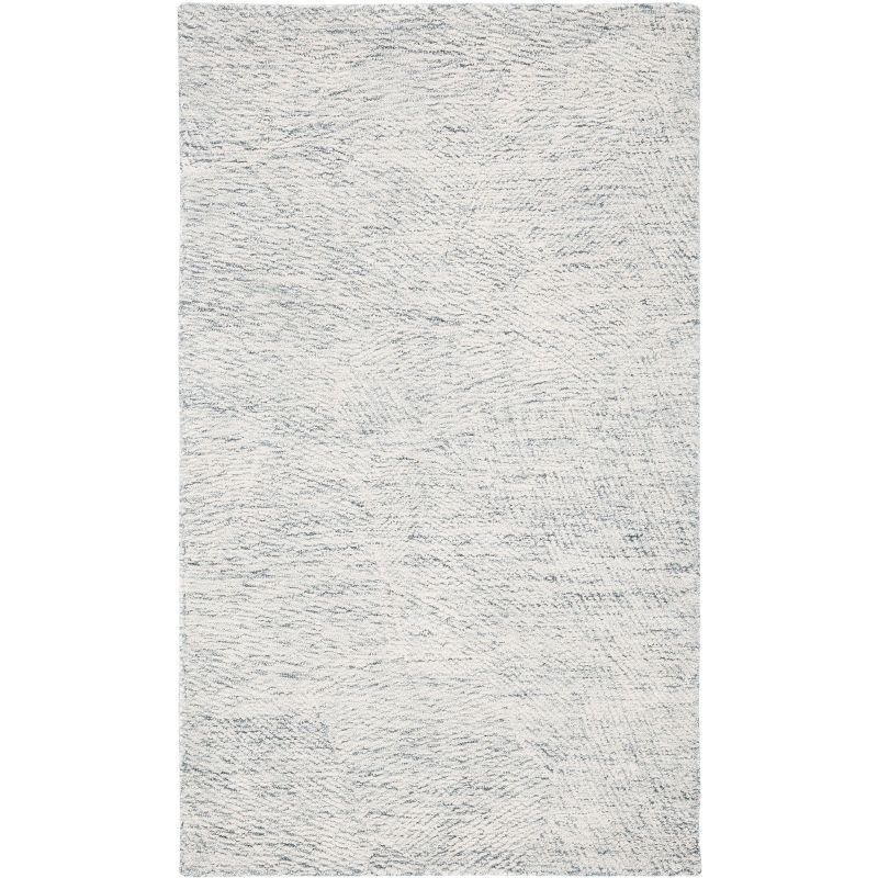 Handmade Dark Grey and Ivory Wool Tufted Rug, 3' x 5'