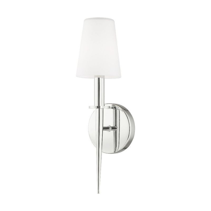 Sleek Polished Chrome Direct Wired 1-Light Sconce with Opal White Glass