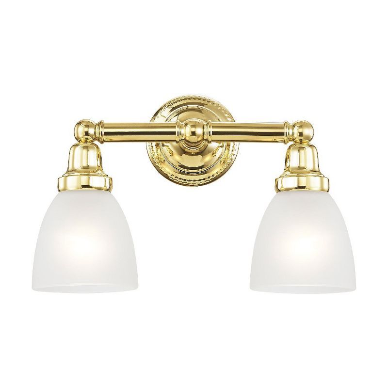 Polished Brass 2-Light Vanity with Satin Opal White Glass