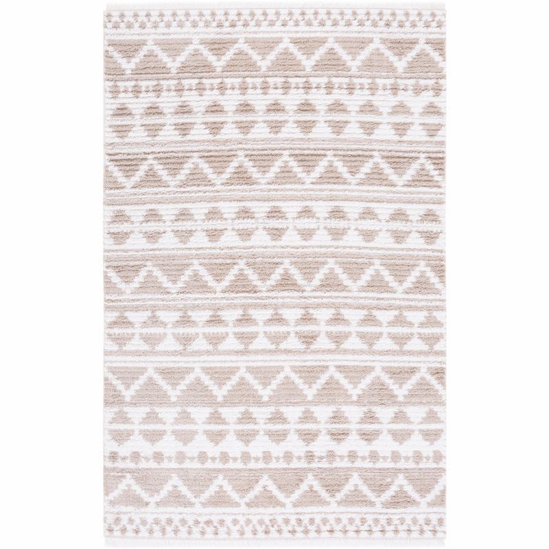 Ivory and Beige Flat Woven Synthetic 4' x 6' Area Rug