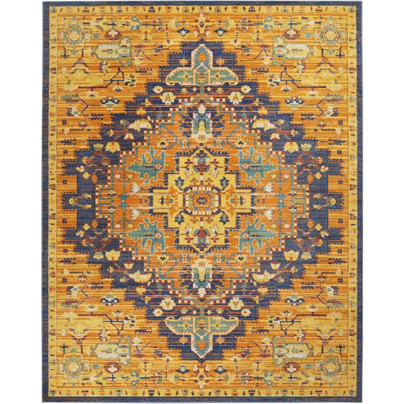 Bohemian Bliss Orange Medallion 8' x 10' Easy-Care Area Rug