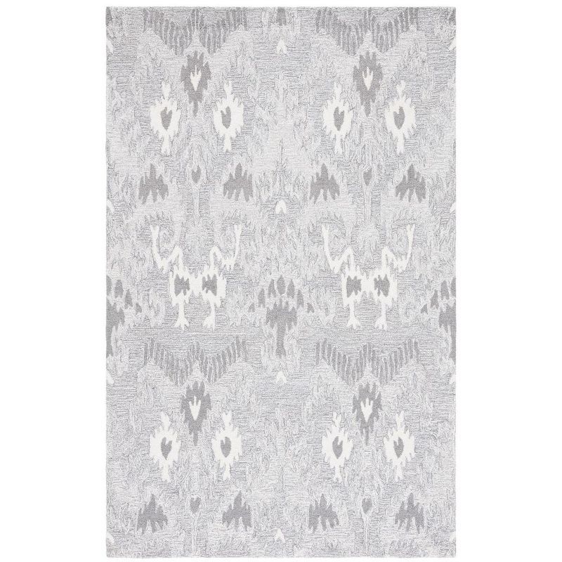 Hand-Tufted Wool Ikat-Inspired Gray Area Rug - 3' x 5'