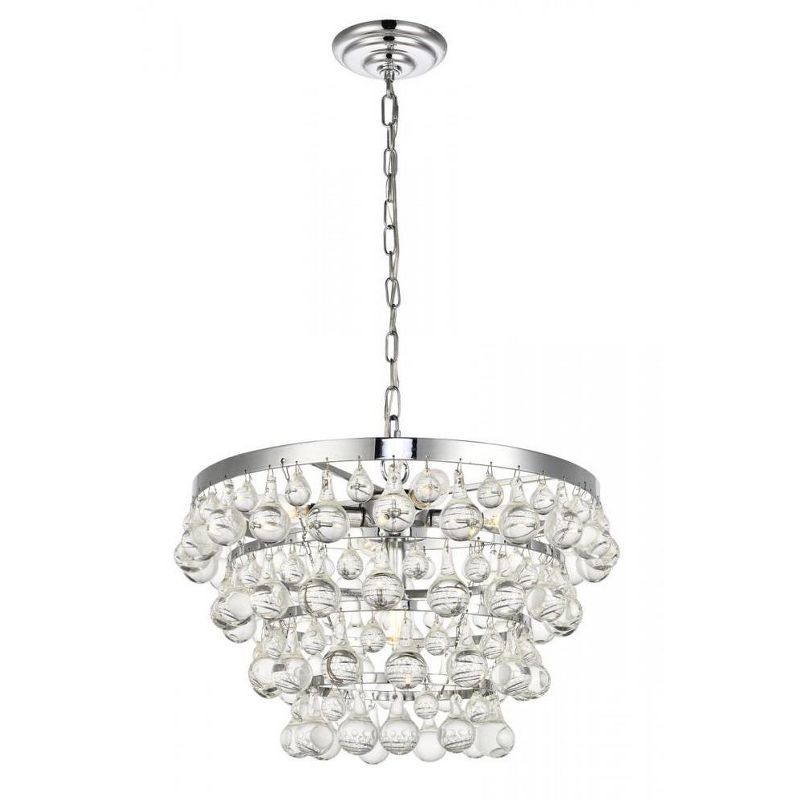 Elegant Chrome and Crystal Bowl Pendant Light with Adjustable Height