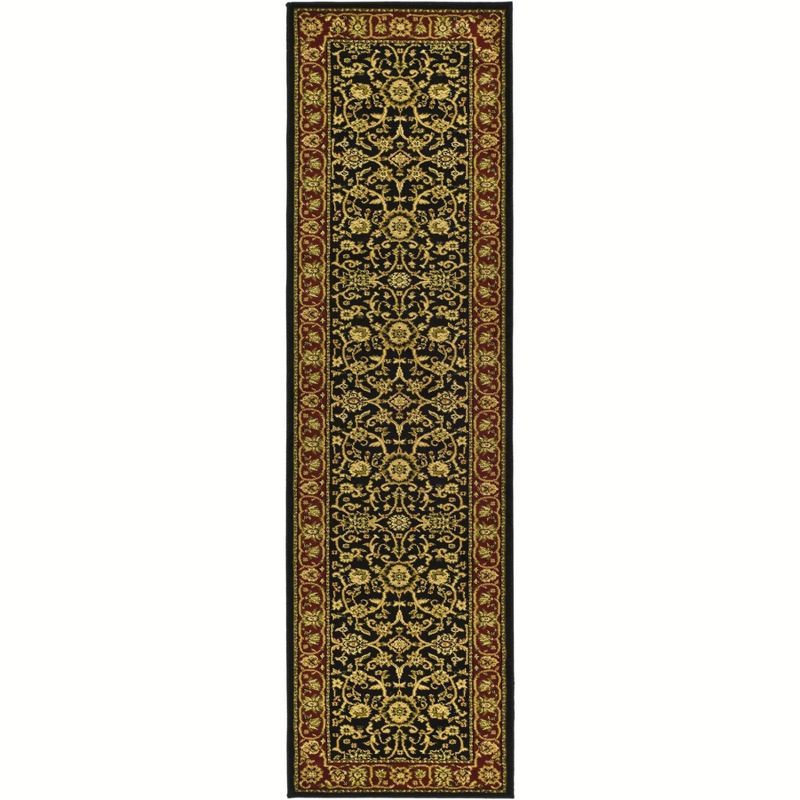 Lyndhurst Black and Red Floral Synthetic Runner Rug, 2'3" x 22'