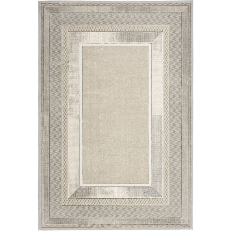 Ivory Geometric Abstract 5' x 7' Easy-Care Synthetic Area Rug