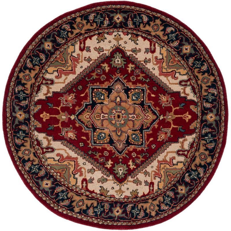 Elegant Heritage Hand-Tufted Wool Round Rug in Rich Red, 42"