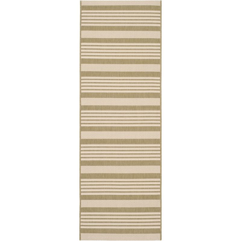 Courtyard Charmaine 27" Green/Beige Indoor/Outdoor Runner Rug