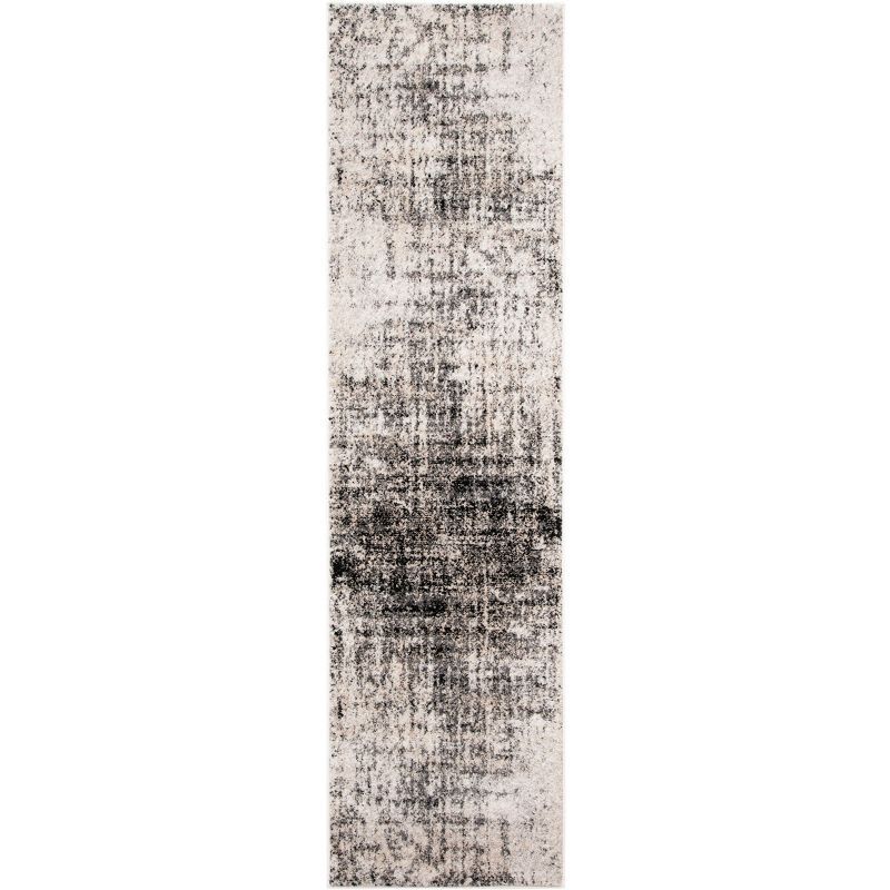 Silver/Black 9' x 12' Abstract Synthetic Rectangular Area Rug
