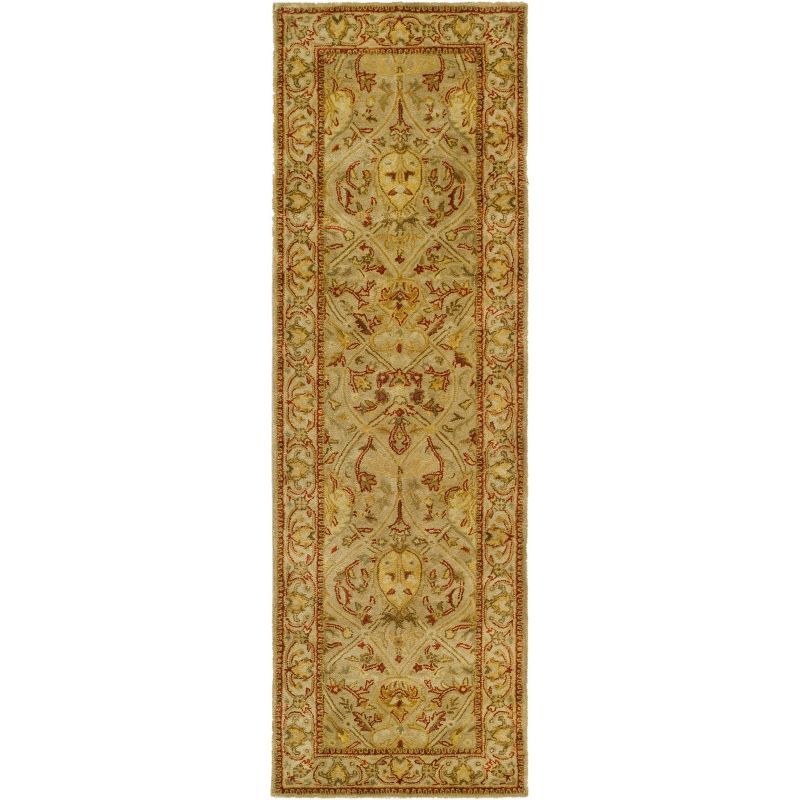 Moss and Beige Hand-Tufted Wool Persian Runner Rug