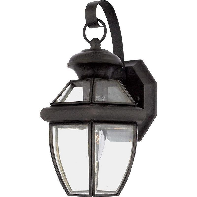 Medici Bronze 12-Inch Outdoor Wall Lantern with Clear Glass
