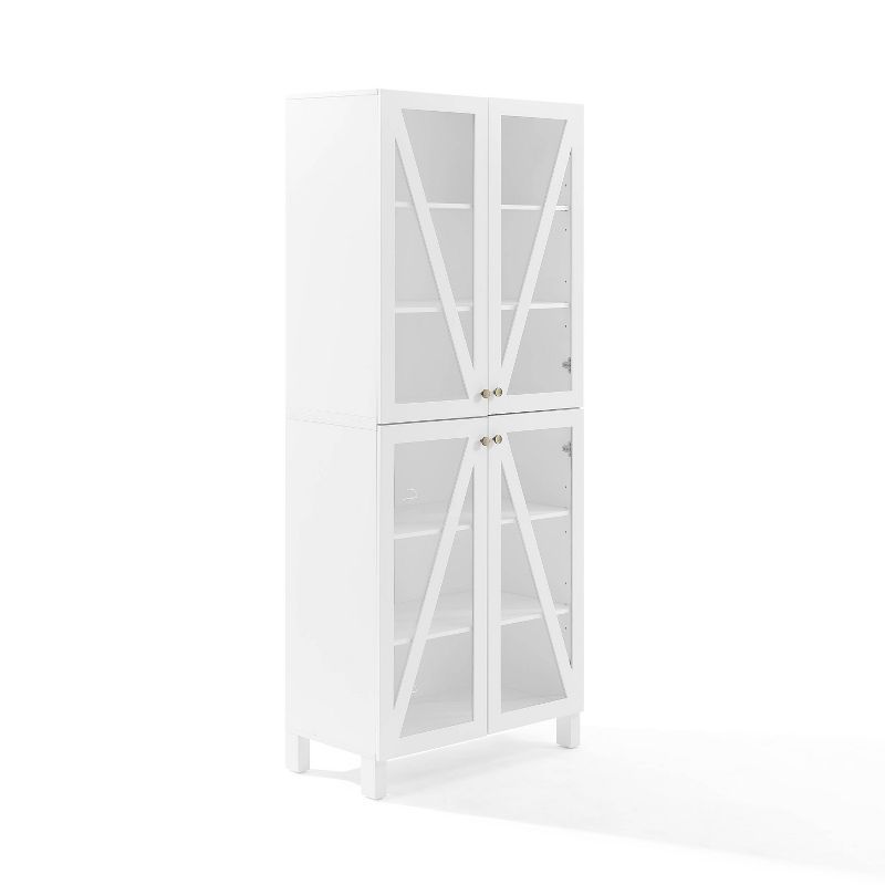 White Tall Cabinet with Adjustable Shelving and Glass Doors