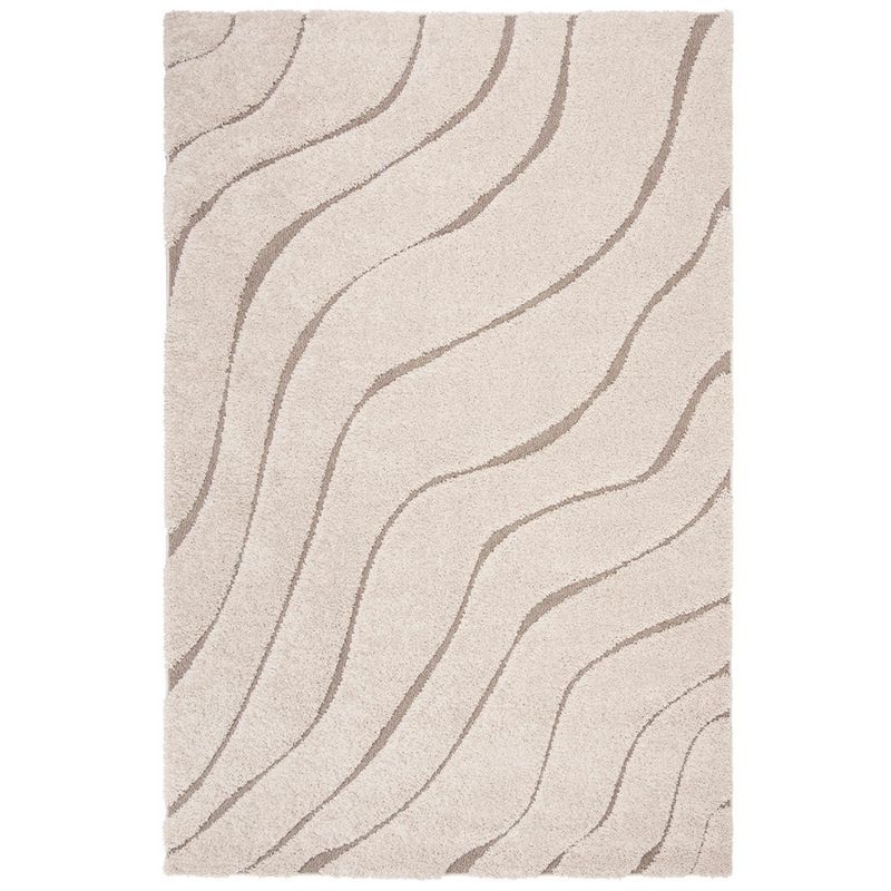 Cream Beige Hand-knotted Shag Area Rug 6' x 9'