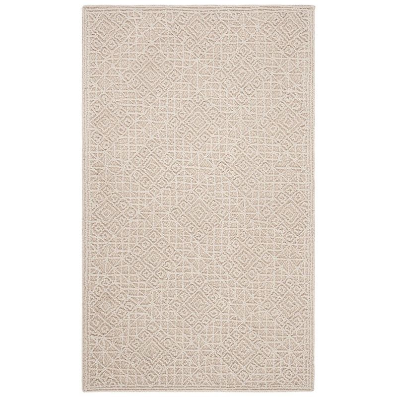 Light Beige Hand-Tufted Wool Rectangular Area Rug 3' x 5'