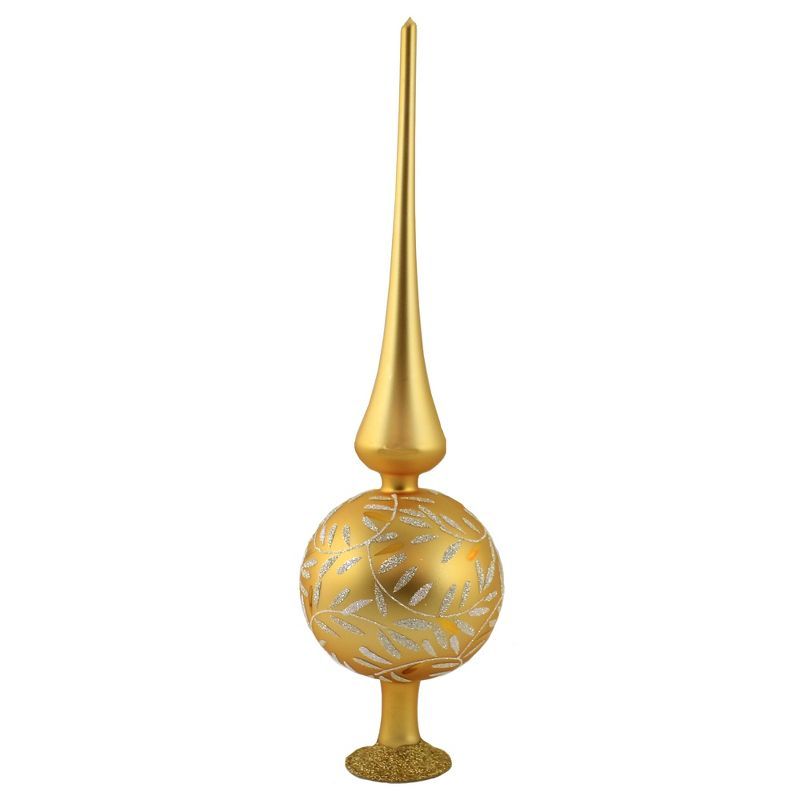 Matte Gold and White Glass Finial Tree Topper