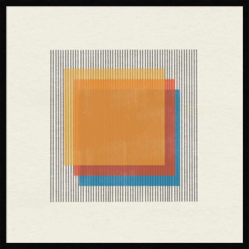 Mid-Century Modern Abstract Squares Framed Wall Art Print