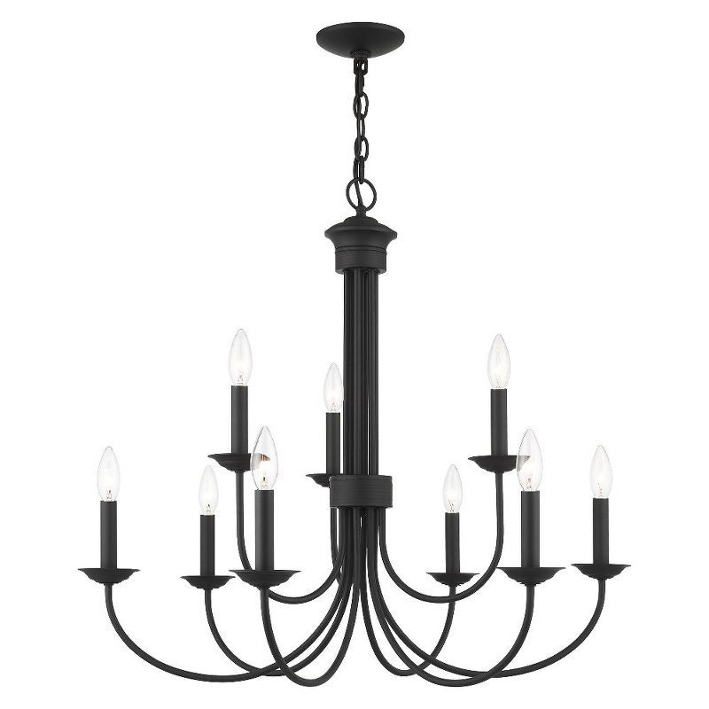 Estate 9-Light Black Crystal Chandelier with Candelabra Base